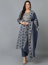 Silk Blend Blend Grey Straight Printed Kurta