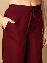 Women Burgundy Silk Blend Embroidered Straight Kurta Palazzo Set With Dupatta-PKSKD2123