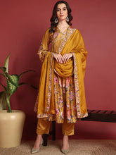 Polyester Floral Yellow Indian Ethnic-PKSKD2383
