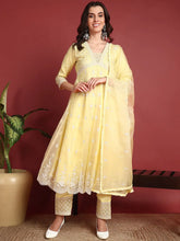 Organza Solid Yellow Indian Ethnic-PKSKD2385