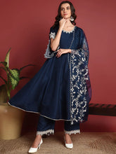 Polyester Solid Blue Indian Ethnic-PKSKD2397