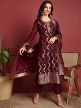 Polyester Ethnic motifs Maroon Indian Ethnic-PKSKD2402