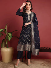 Polyester Ethnic motifs Blue Indian Ethnic-PKSKD2403