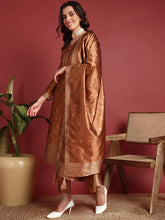 Polyester Ethnic motifs Brown Indian Ethnic
