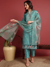 Polyester Solid Blue Indian Ethnic-PKSKD2427