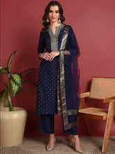 Polyester Solid Blue Indian Ethnic-PKSKD2430