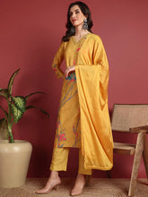 Polyester Floral Yellow Indian Ethnic-PKSKD2447