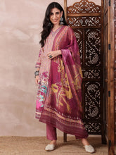 Women Multi Silk Blend Floral Printed Straight Kurta Trouser With Dupatta-PKSKD2544PPL