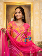 Women Pink Silk Blend Floral Printed Straight Kurta Trouser With Dupatta-PKSKD2703