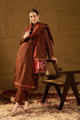 Brown Chanderi Solid Woven Design Straight Kurta Trouser With Dupatta PKSKD2911