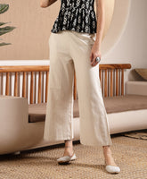 Stylum Women's Off White Woven Design Cotton Blend Trousers (PTOFFWHITEHUMMER)