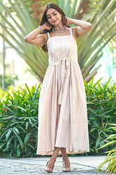 Pink Cotton Resort Wear Tie-up Dress-CL-SW-3090