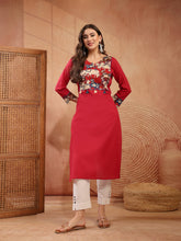 Stylum Women's Red Solid Rayon Straight Kurta (REDDHARA)