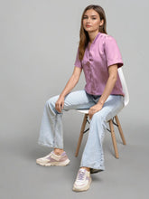 Rosah Women Pink V-Neck Dyed Smart Casual Top-RSTPPDSTDY-02