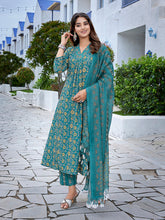 Women's Viscose Printed Flared Kurta Pant With Dupatta-ME156-surbhiRamablu-SKD
