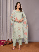 Women's Embroidered Straight Kurta Pant With Dupatta-ME161-surbhiLight grn-SKD