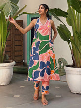 Women's Viscose Floral Printed Anarkali Kurta With Pant Set-ME96-Lmpinkco-set