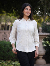 Rayon Flex Thread Embroidered Women's Shirt With Beads Work