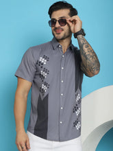 Printed Half Sleeve Lycra Shirt for Men-SF-918Grey