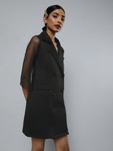 Black Front Button Blazer Mini Dress