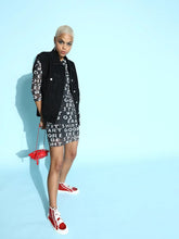 Black Printed Mesh Bodycon Dress