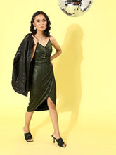 Black Metallic Strappy Wrap Dress