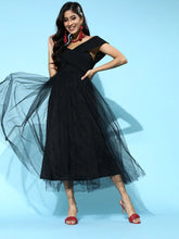 Black Tulle Bardot Midi Dress