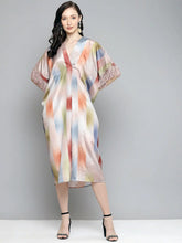 Women Multicolour Striped Fringe Lace Kaftan