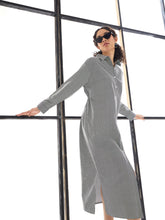 Women Black & White Stripes Lounge Longline Shirt Dress-SFDRSS12415