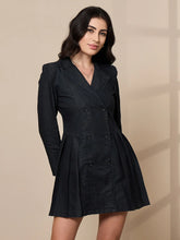 Women Black Collar Blazer Dress-SFDRSS12424