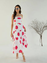 Women White Strappy Back Cut Out Polka Maxi-SFDRSS12448