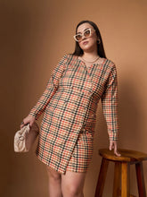 Women Peach Multi Houndstooth Blazer Dress-SFDRSS12452