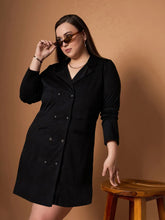 Women Black Short Blazer Dress-SFDRSS12460