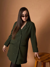 Women Olive Short Blazer Dress-SFDRSS12461