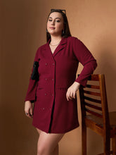 Women Maroon Short Blazer Dress-SFDRSS12462