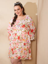 Women Beige Floral Full Sleeves Short Dress-SFDRSS12660