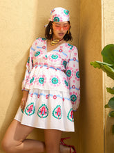 Women White Floral Wrap Neck Short Dress-SFDRSS12750