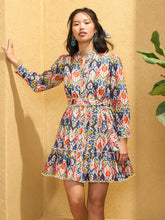 Women White Multi Ikat Short Shirt Dress-SFDRSS12779