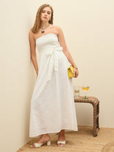 Women White Schiffli Smocking Detail Midi Dress-SFDRSS12880