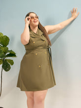 Women Olive Twill Short Blazer Dress-SFDRSS12919