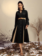 Women Black Poplin Kick Pleat Midi Dress-SFDRSS13248