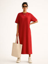 Women Red Oversized T-Shirt Dress-SFDRSS13281