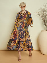 Women Grey Boho Printed Button Placket Tiered Maxi Dress-SFDRSS13373