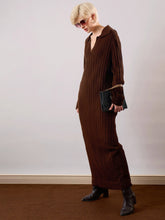 Women Brown Acrylic Wool Collar Midi Dress-SFDRSS13386