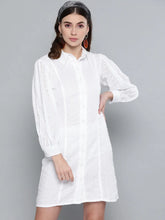 White Schiffli Shirt Dress-SFDRSS1853XS
