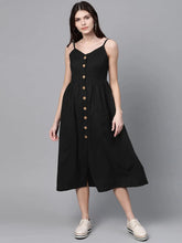 Black Button Strappy Midi