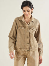 Women Beige Basic Denim Regular Jacket-SFJCKT60333