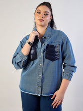 Women Blue Blast Sequins Patch Pocket Denim Jacket-SFJCKT60338
