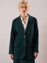 Women Emerald Green Oversized Notch Collar Blazer-SFJCKT60342