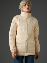 Women Peach High Neck Horizontal Quilt Puffer Jacket-SFJCKT60370